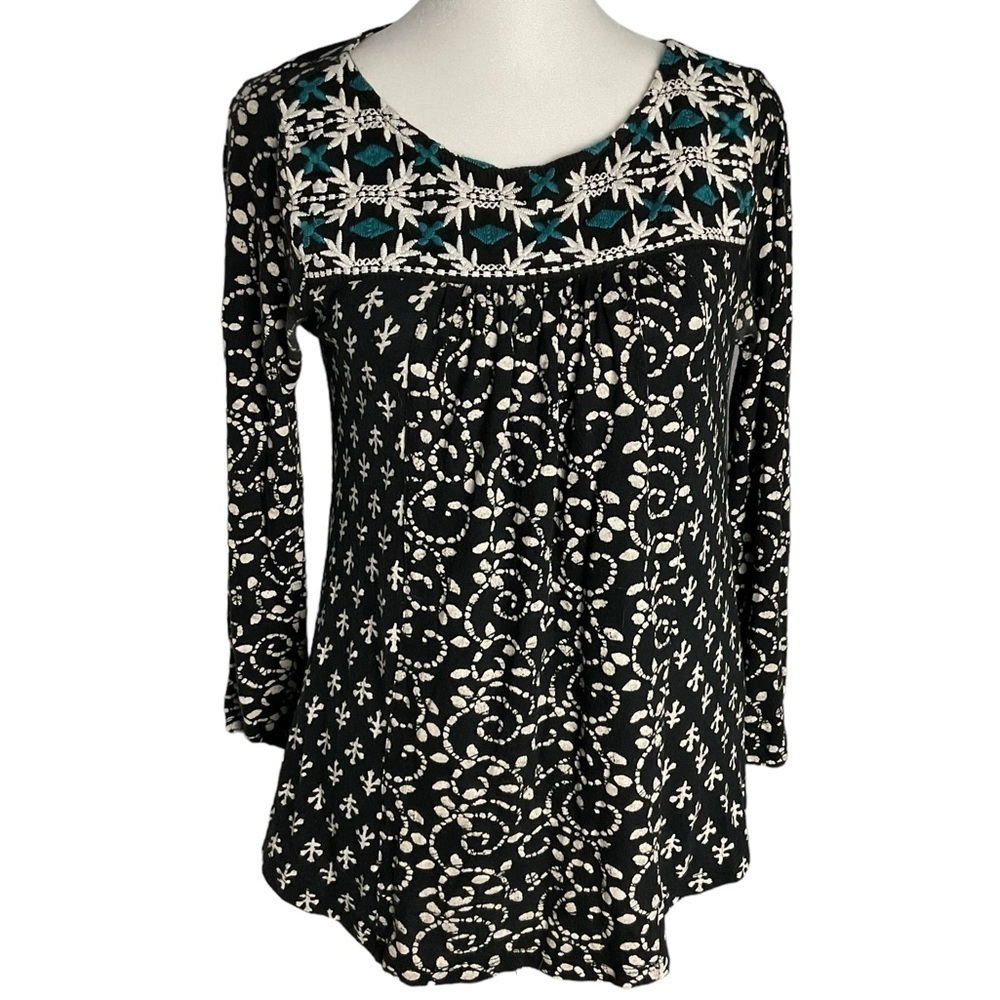 Lucky Brand Long Sleeve Linen Blend Top XS